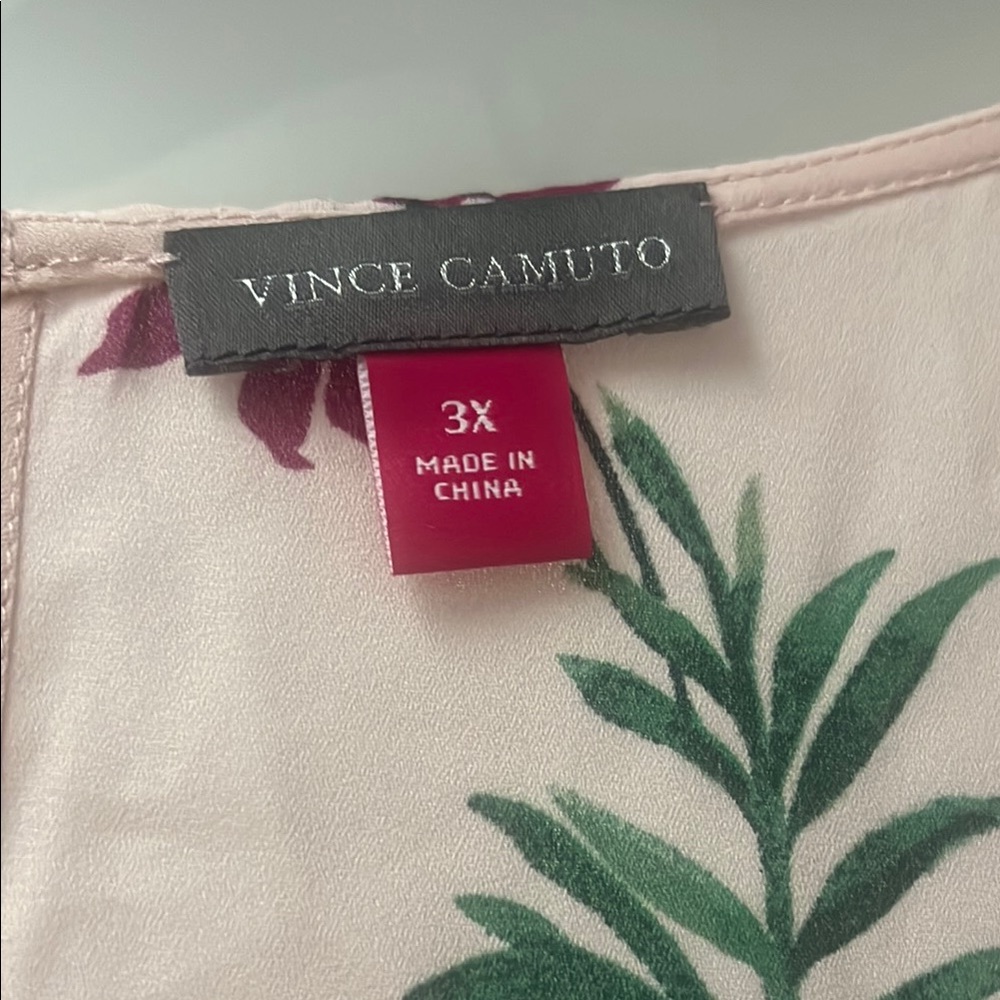 2 Vince Camuto Floral Tops - Cream and Green AND Black and Pink 3X